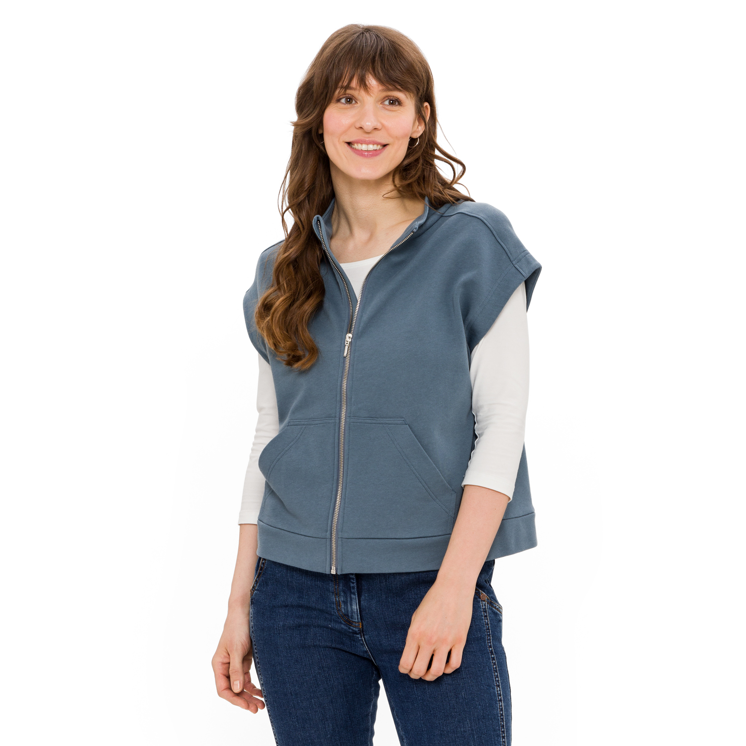 Sweatweste mit Stehkragen aus reiner Bio-Baumwolle
