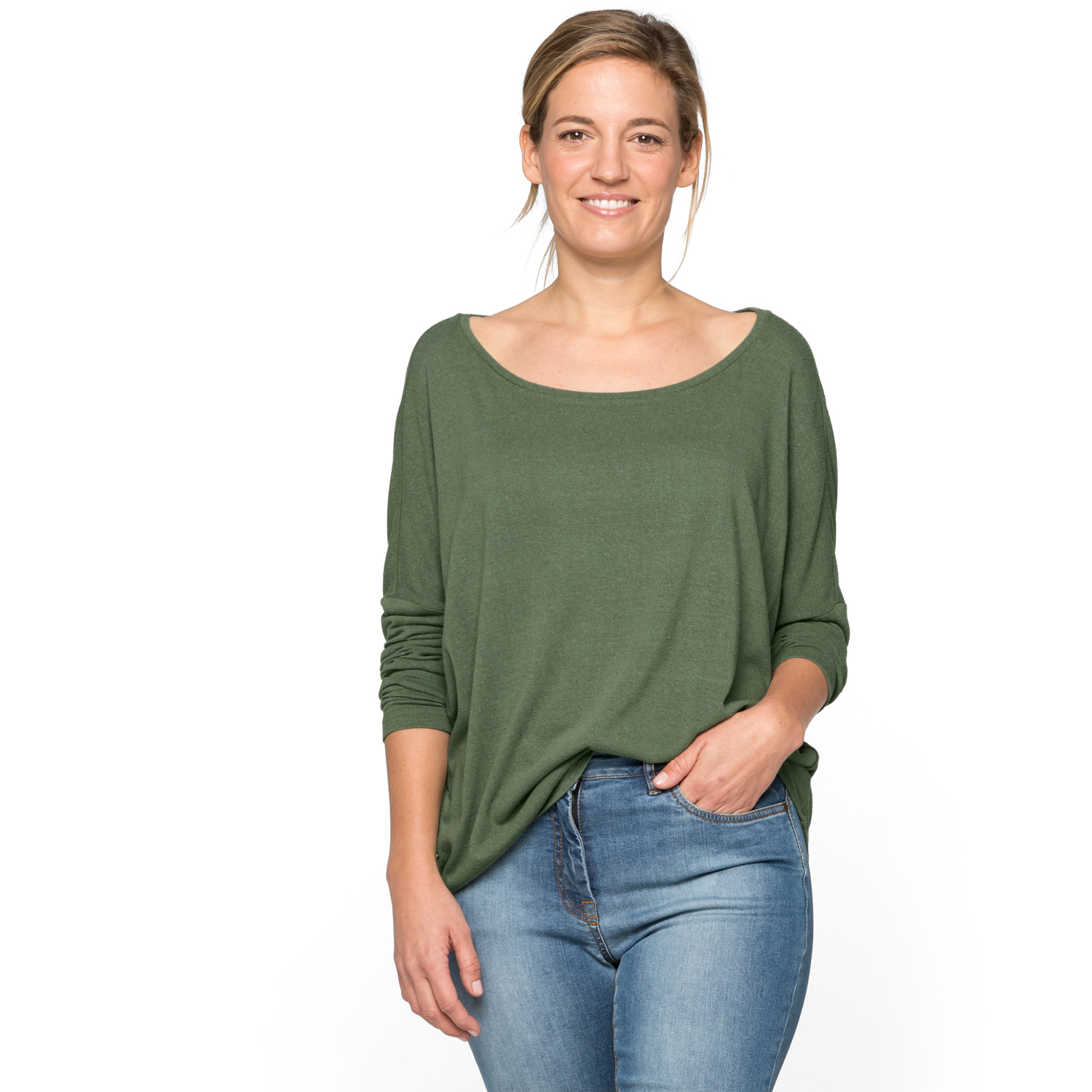 Langarmshirt aus reinem Bourretteseiden-Jersey
