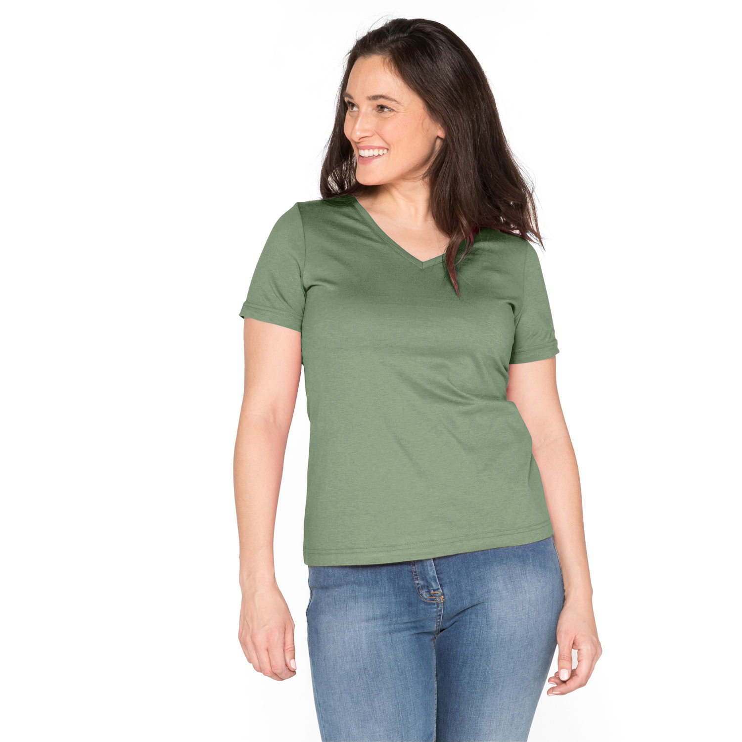T-Shirt mit V-Ausschnitt aus reiner Bio-Baumwolle