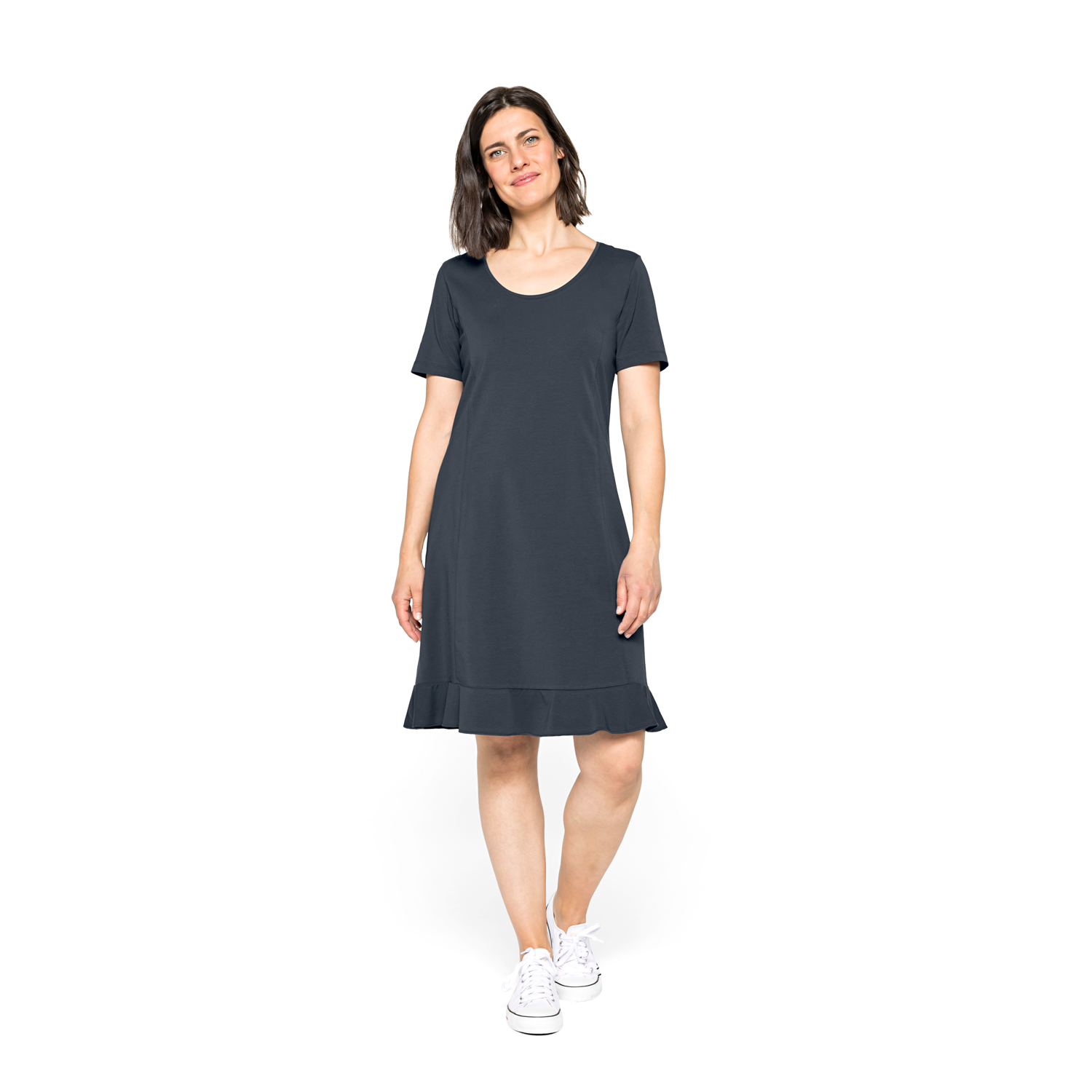 Jerseykleid mit Volant am Saum aus Bio-Baumwolle