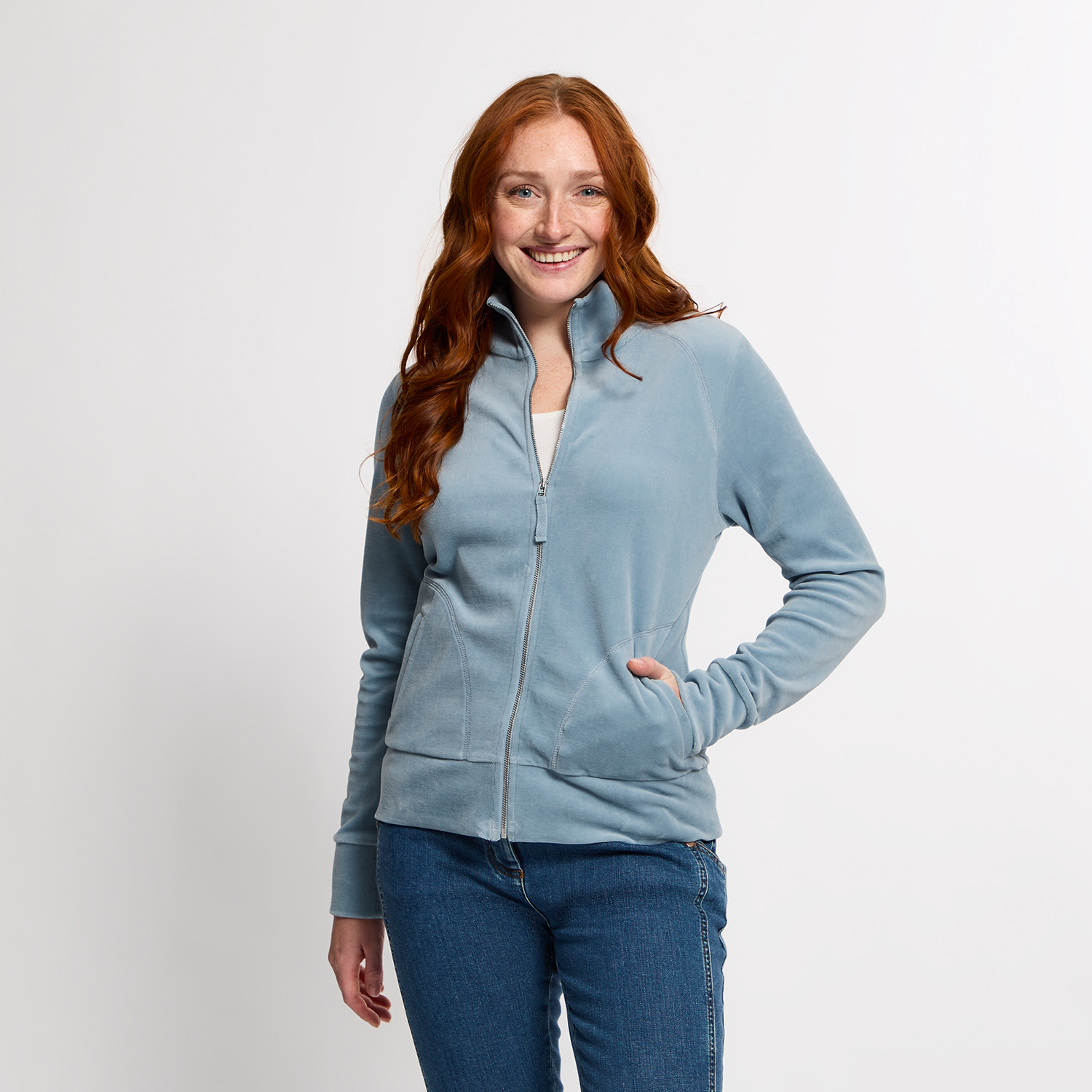 Nicki-Jacke aus reiner Bio-Baumwolle mit Reißverschluss Nicki-Jacke aus reiner Bio-Baumwolle mit Reißverschluss