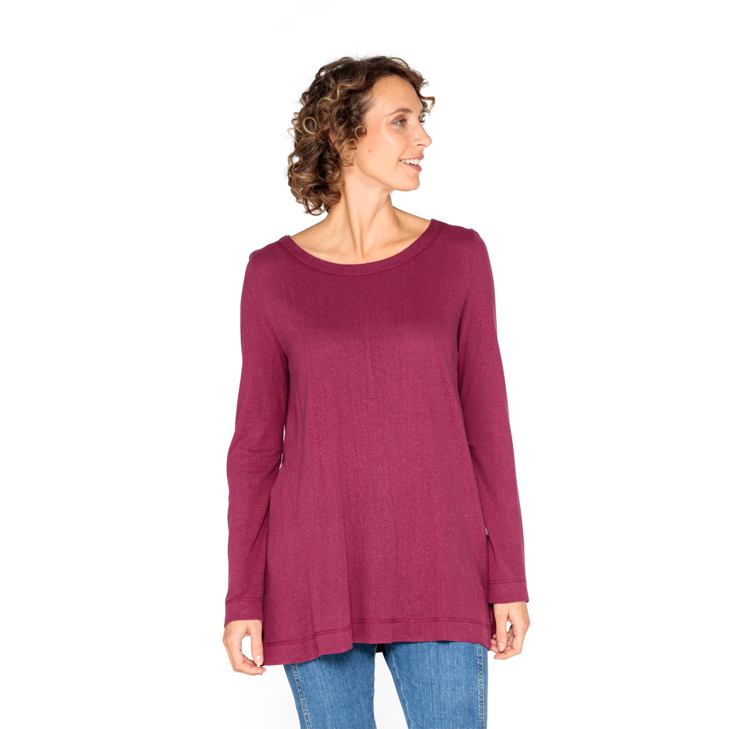 Langarmshirt aus reinem Bourretteseiden-Jersey
