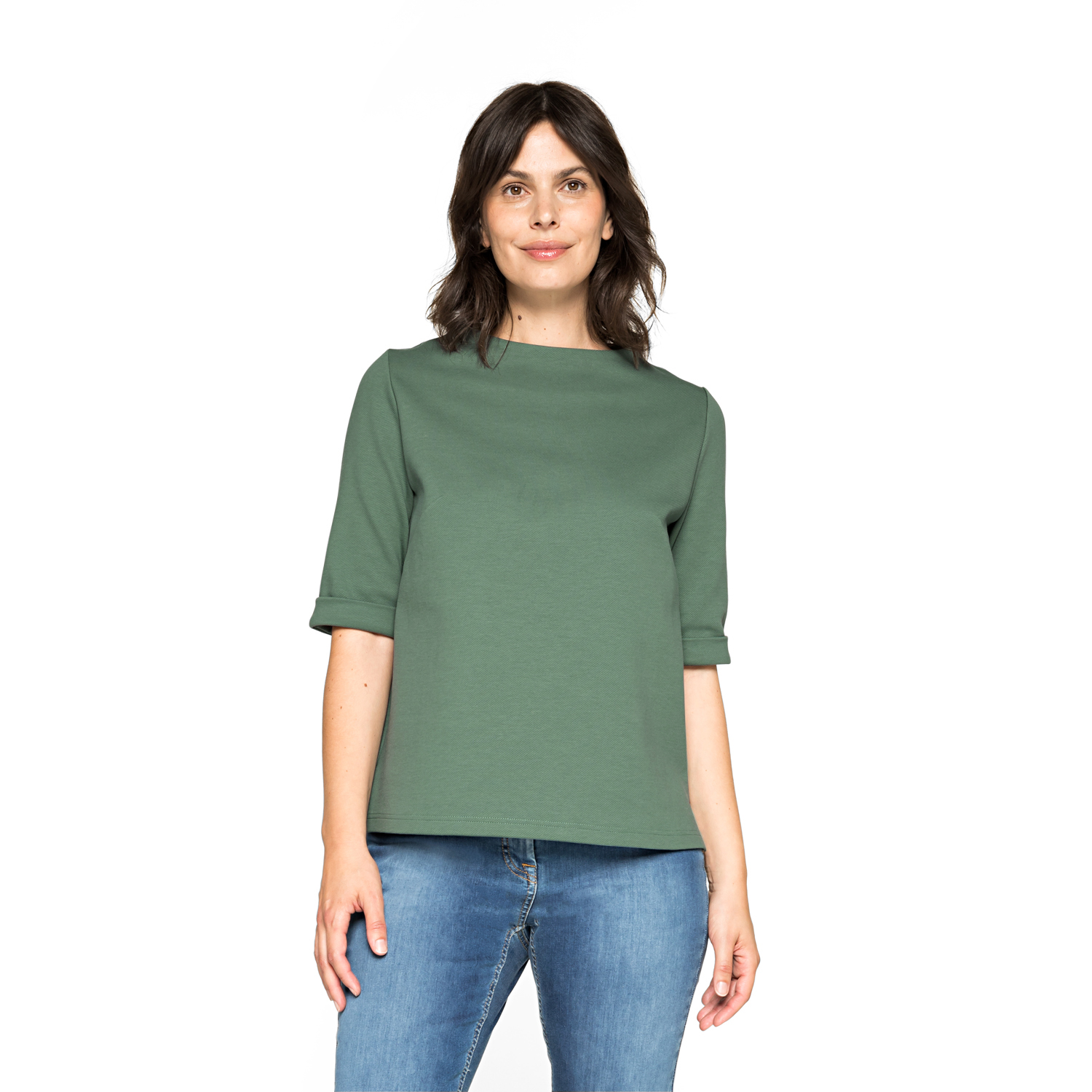 Jerseyshirt mit Vulkankragen aus Bio-Baumwolle