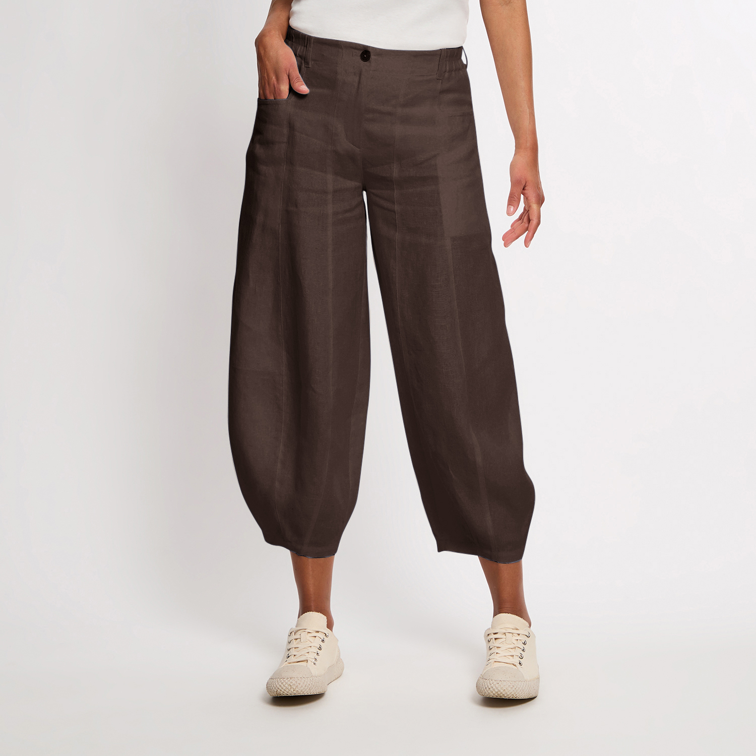 7/8-Leinenhose mit weitem Bein