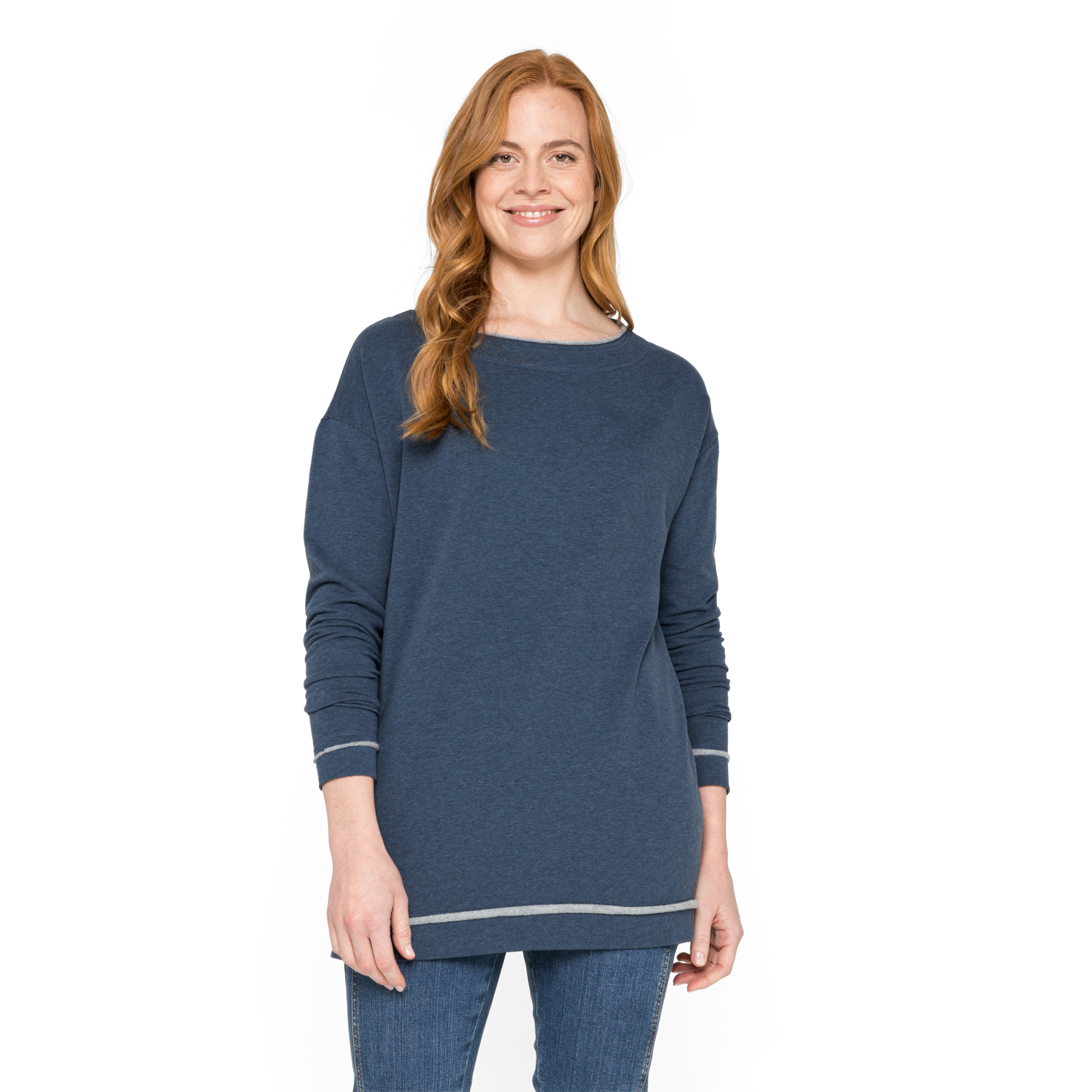 Sweatshirt mit U-Boot-Ausschnitt aus Bio-Baumwolle Sweatshirt mit U-Boot-Ausschnitt aus Bio-Baumwolle