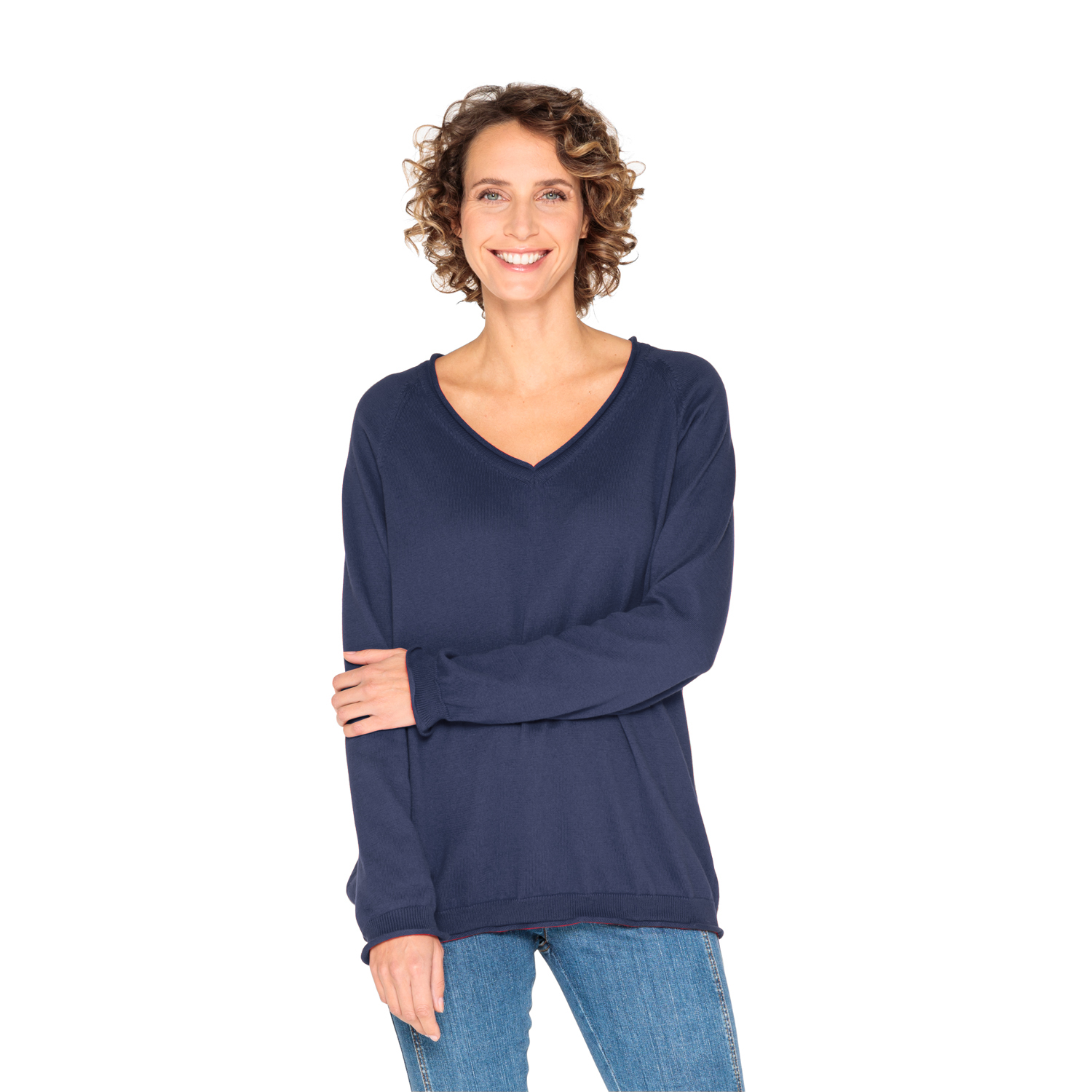 Pullover mit V-Ausschnitt aus reiner Bio-Baumwolle