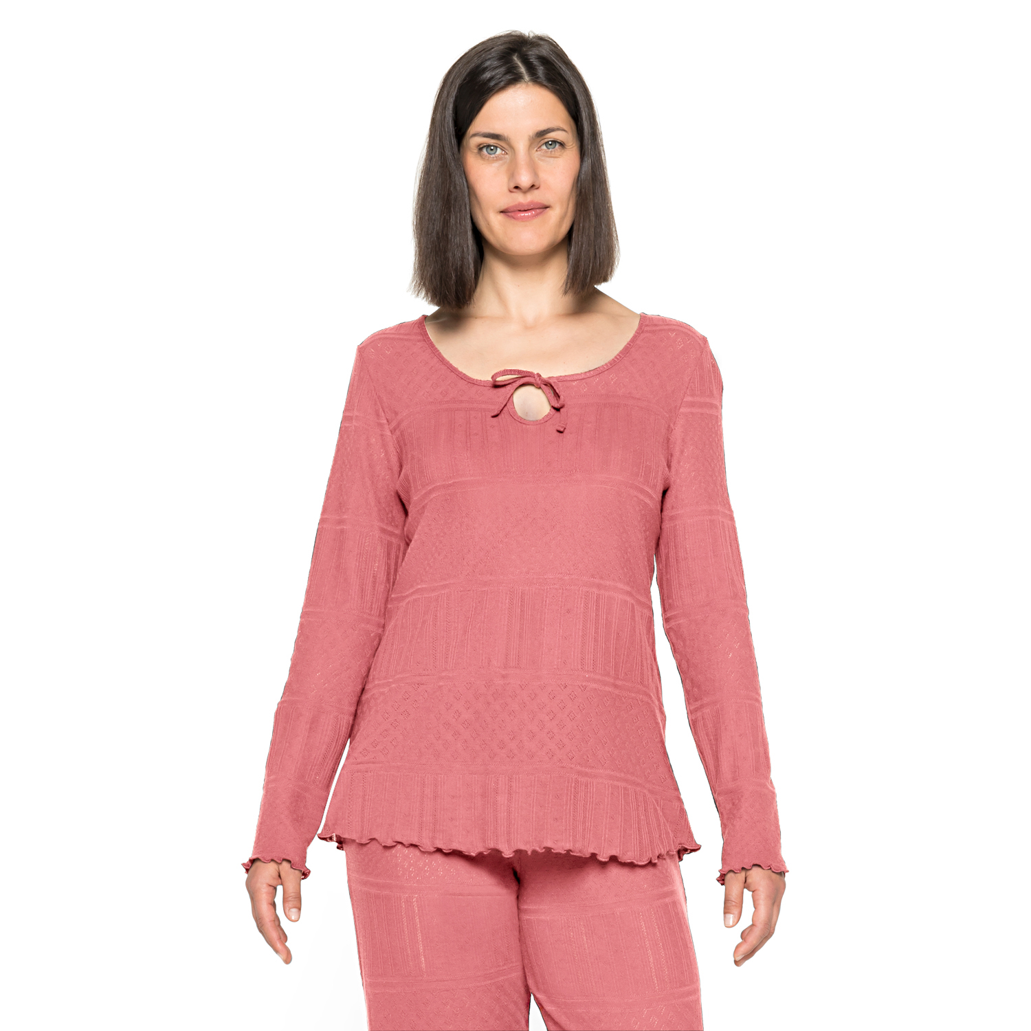 Feminines Ajour-Shirt mit Tropfenausschnitt