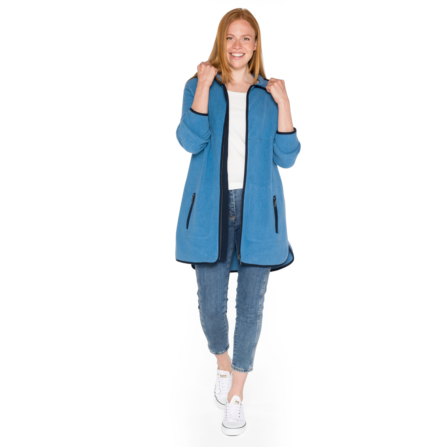 Fleecejacke mit Kapuze aus Bio-Baumwolle