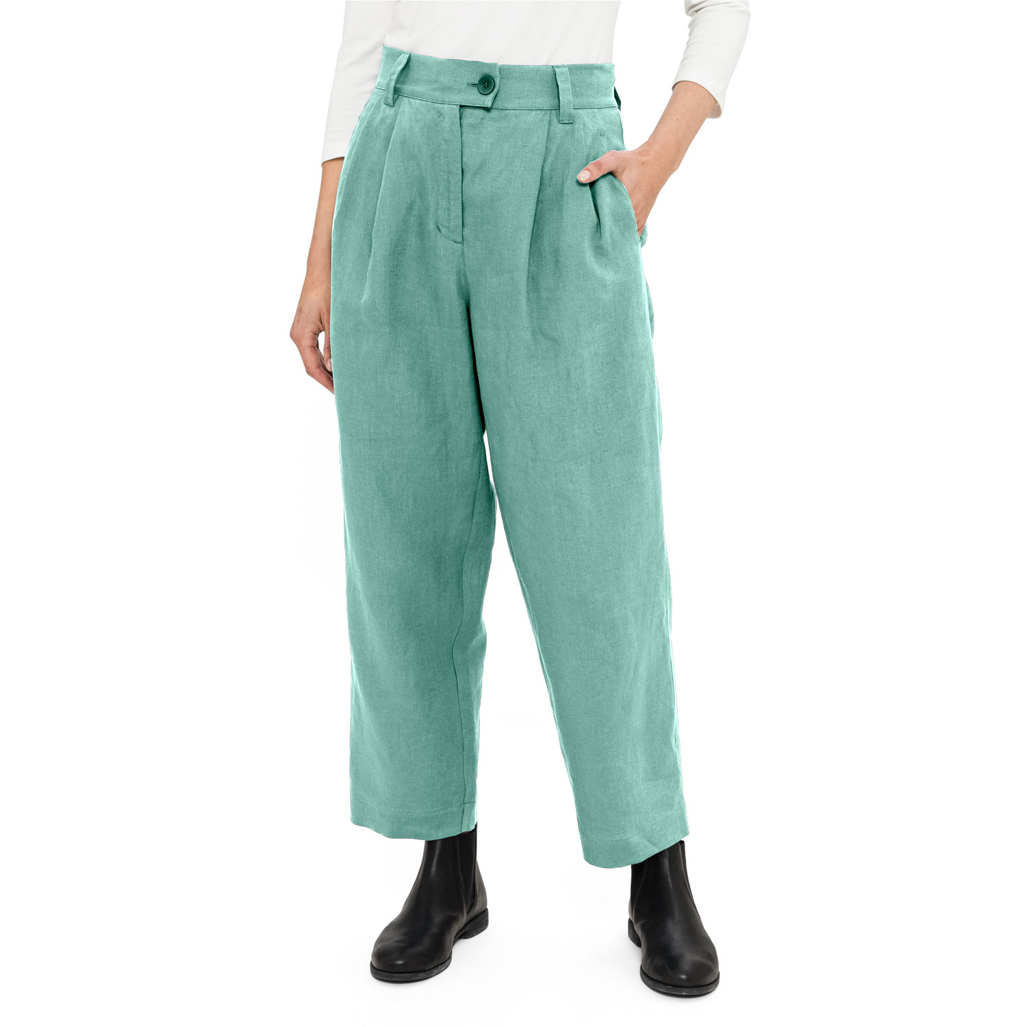 Bundfaltenhose aus reinem Leinen