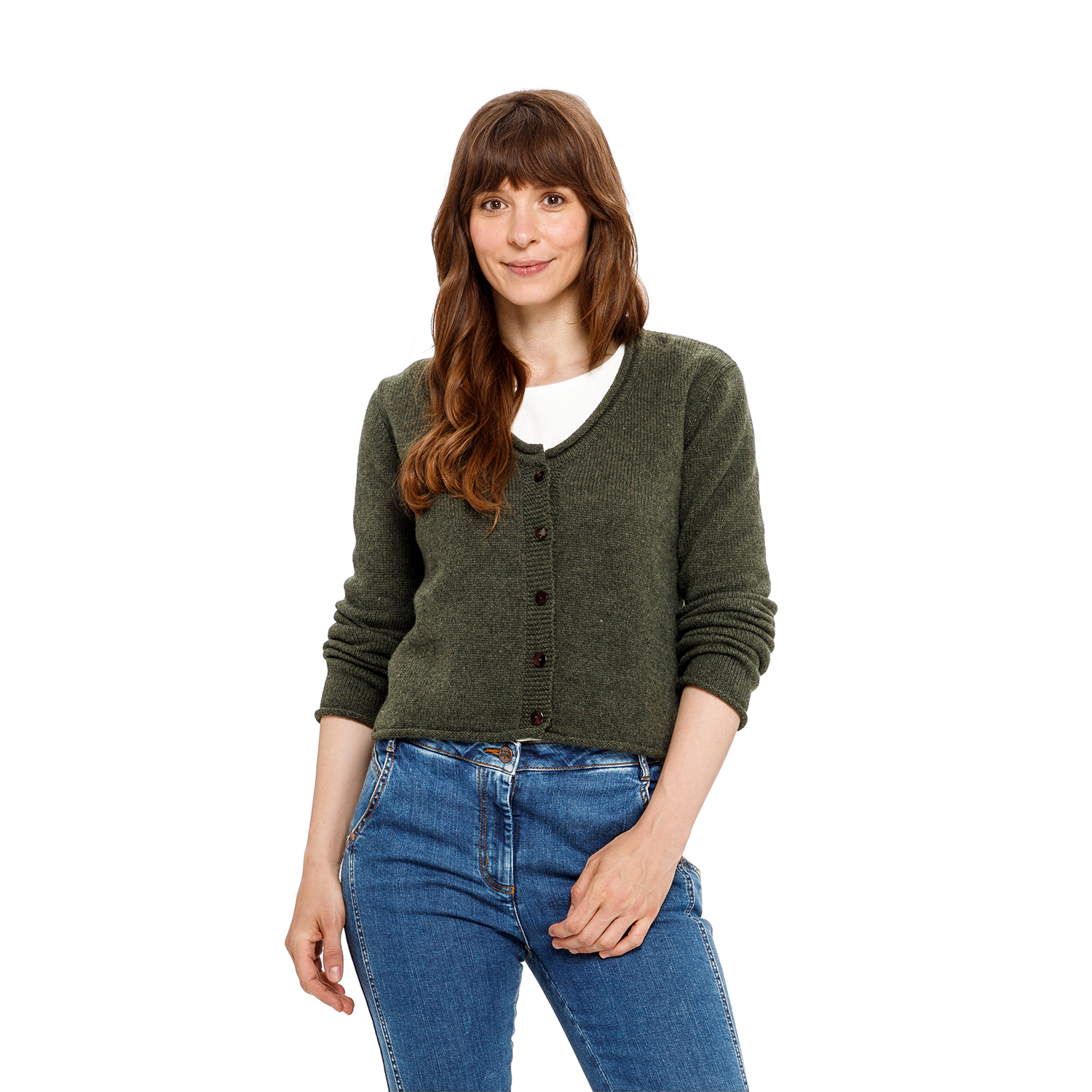 Kurze Strickjacke aus reiner Bio-Schurwolle