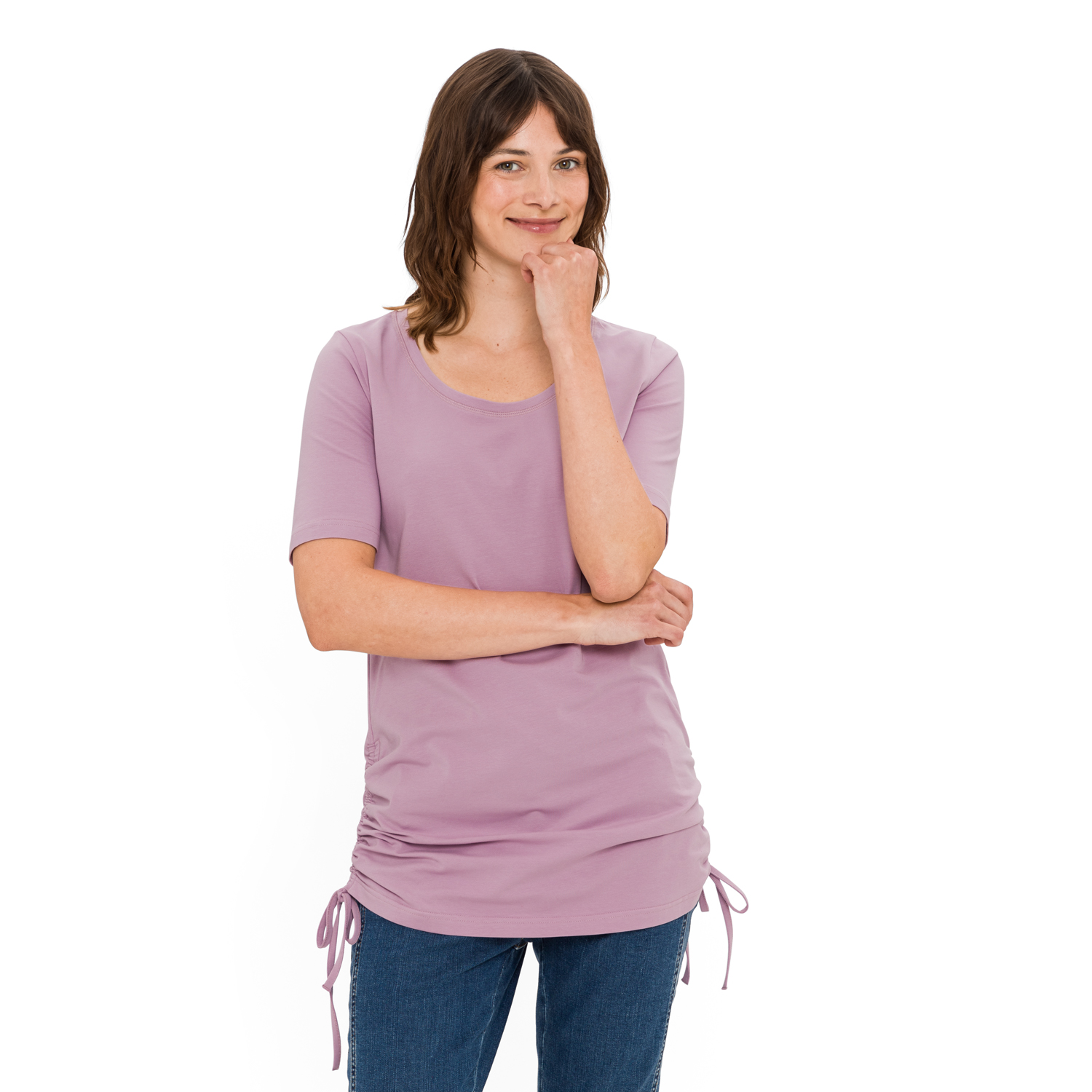 T-Shirt mit gerafftem Saum aus Bio-Baumwolle
